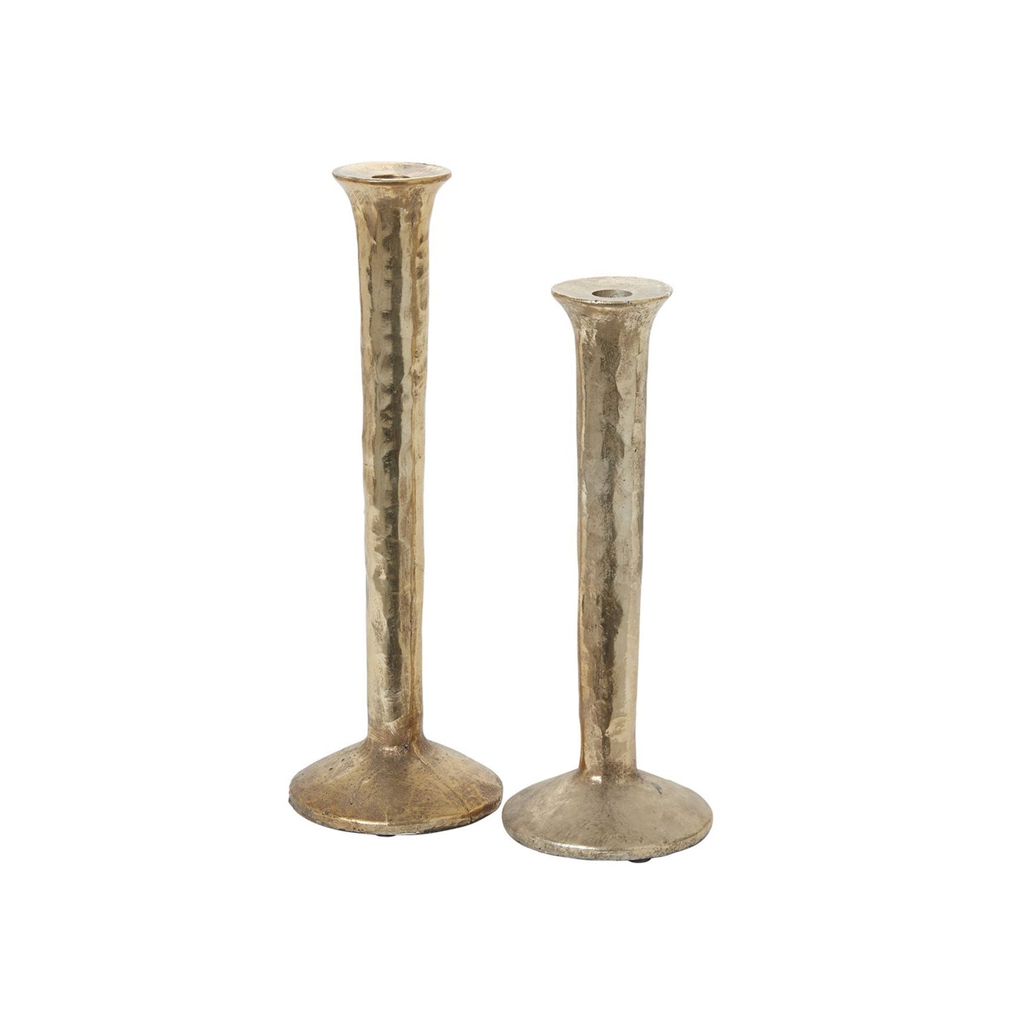 ANTIQUED BRASS TAPER CANDLE HOLDERS