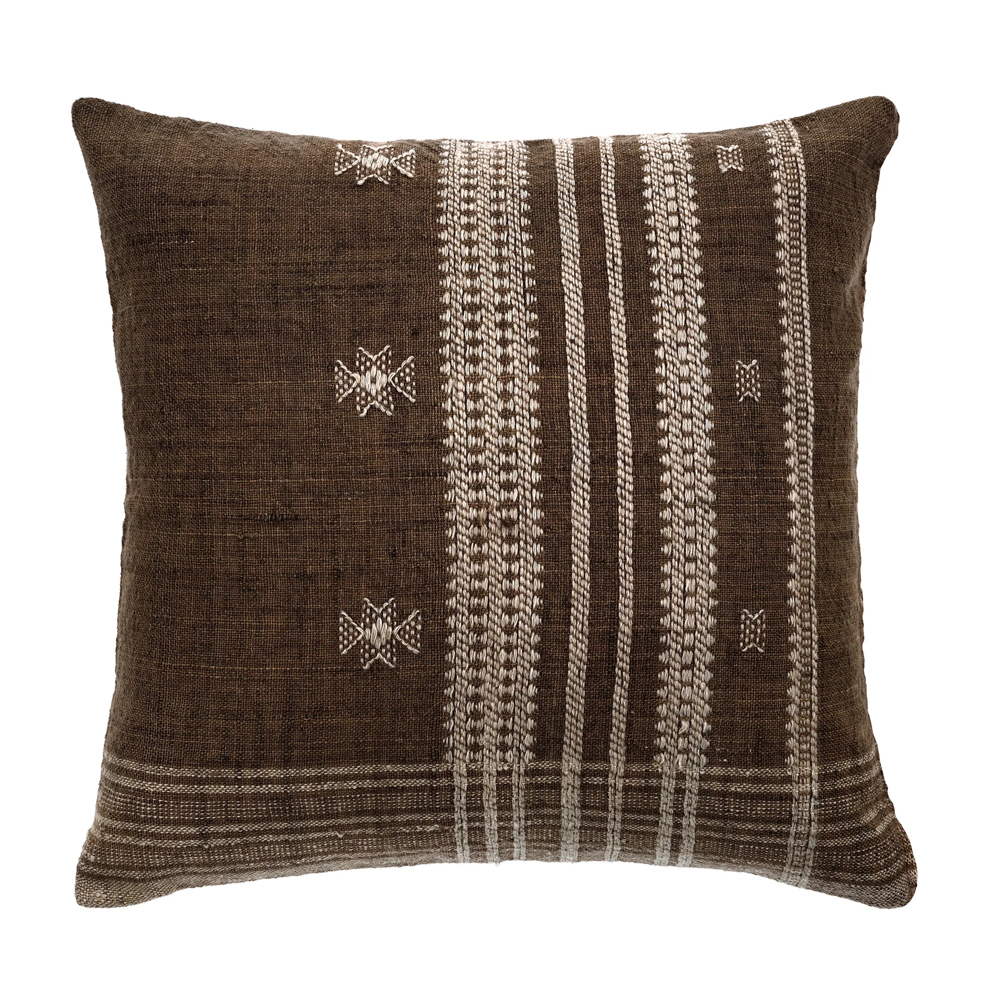 Bhujodi Wool Throw Pillow | Chocolate