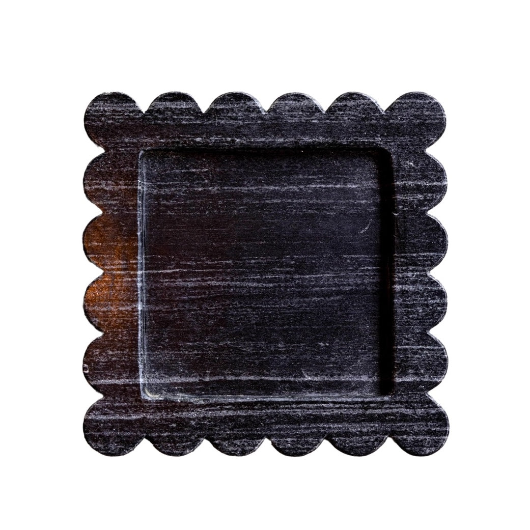 Black Marble Scallop Tray