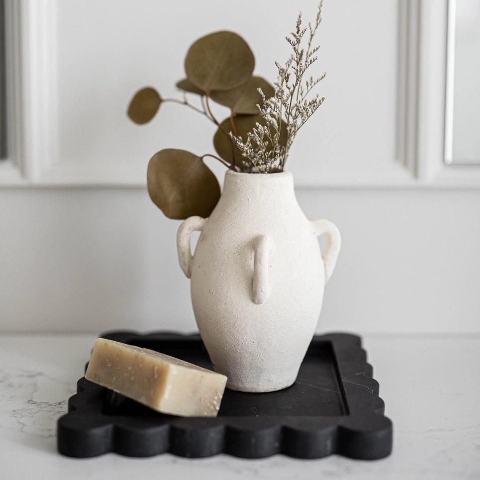 Black Marble Scallop Tray