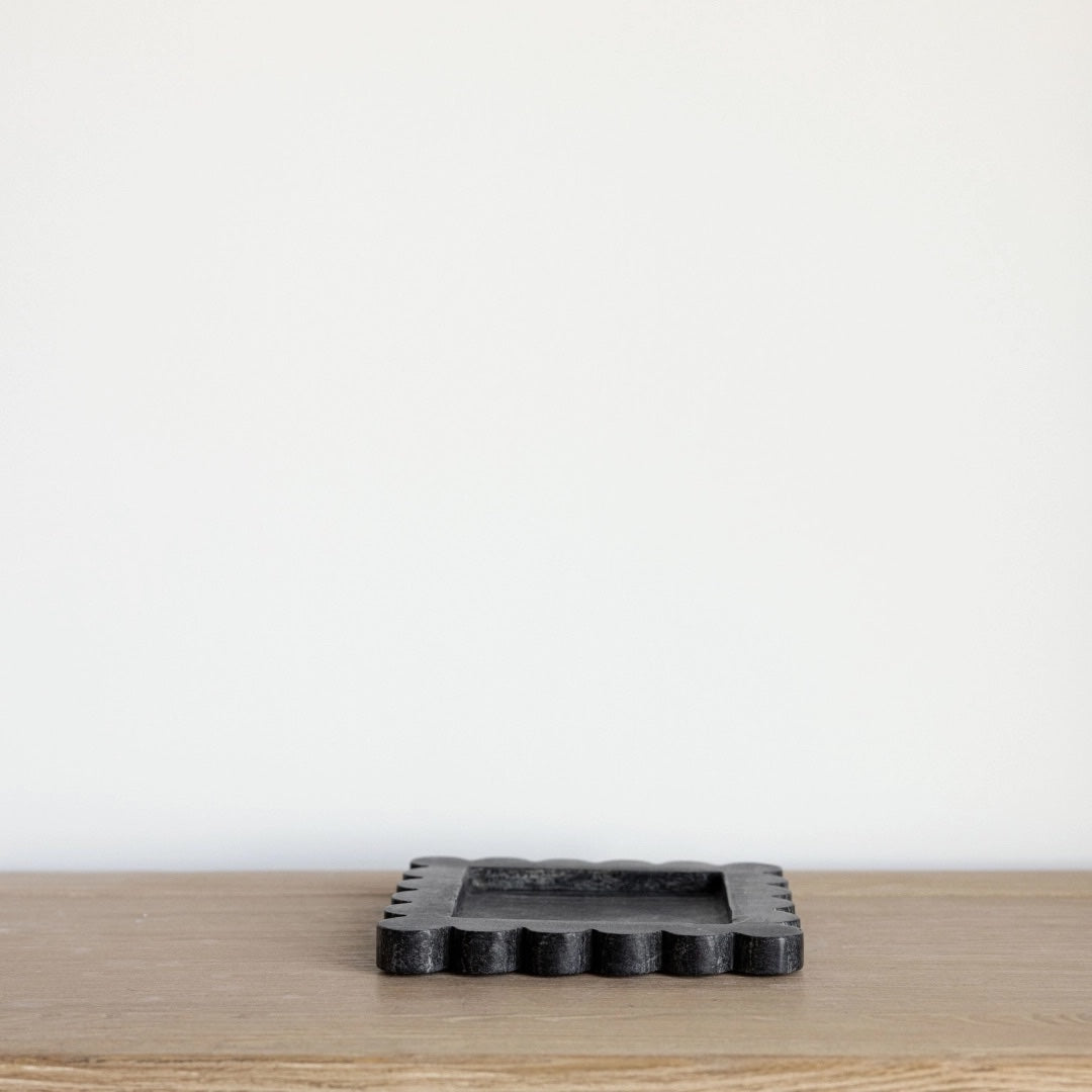 Black Marble Scallop Tray