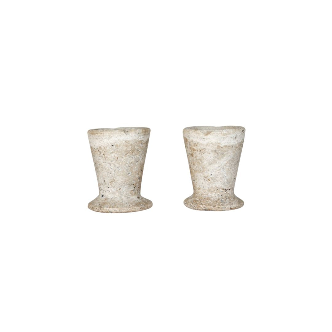 WHITE TRAVERTINE CANDLE HOLDER