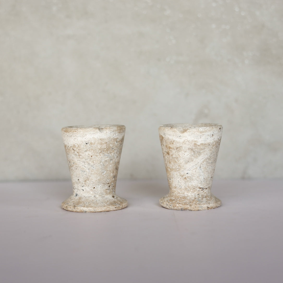 WHITE TRAVERTINE CANDLE HOLDER