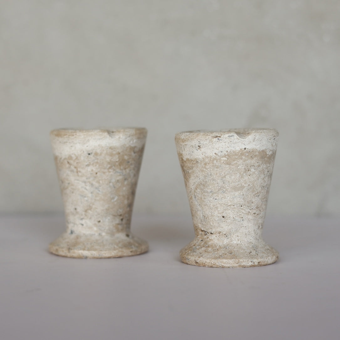 WHITE TRAVERTINE CANDLE HOLDER