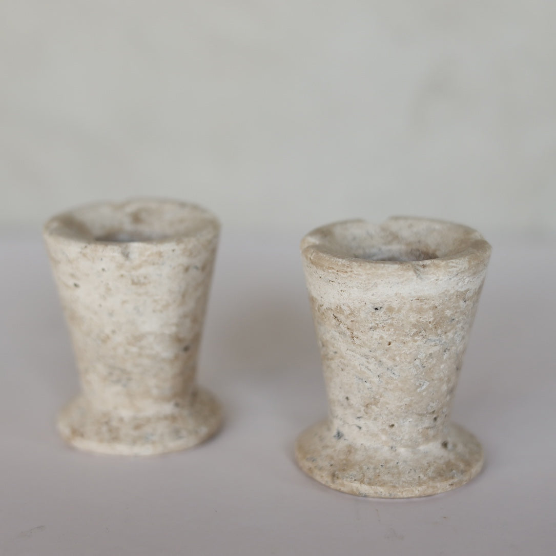 WHITE TRAVERTINE CANDLE HOLDER