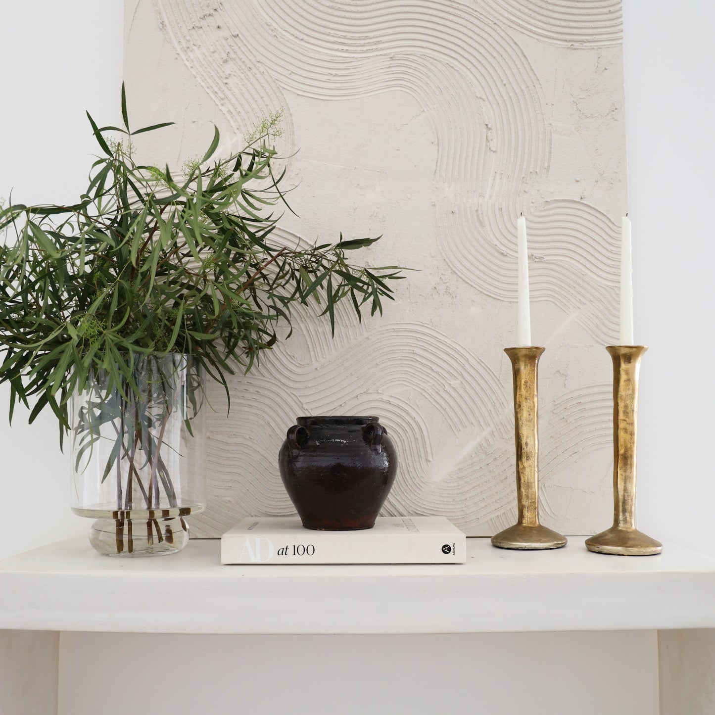 ANTIQUED BRASS TAPER CANDLE HOLDERS