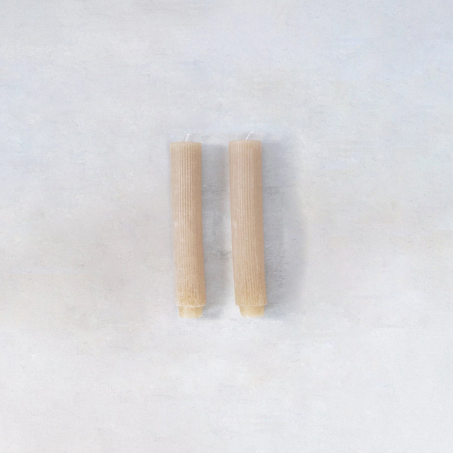 IVORY PLEATED MINI TAPER CANDLES - S/2