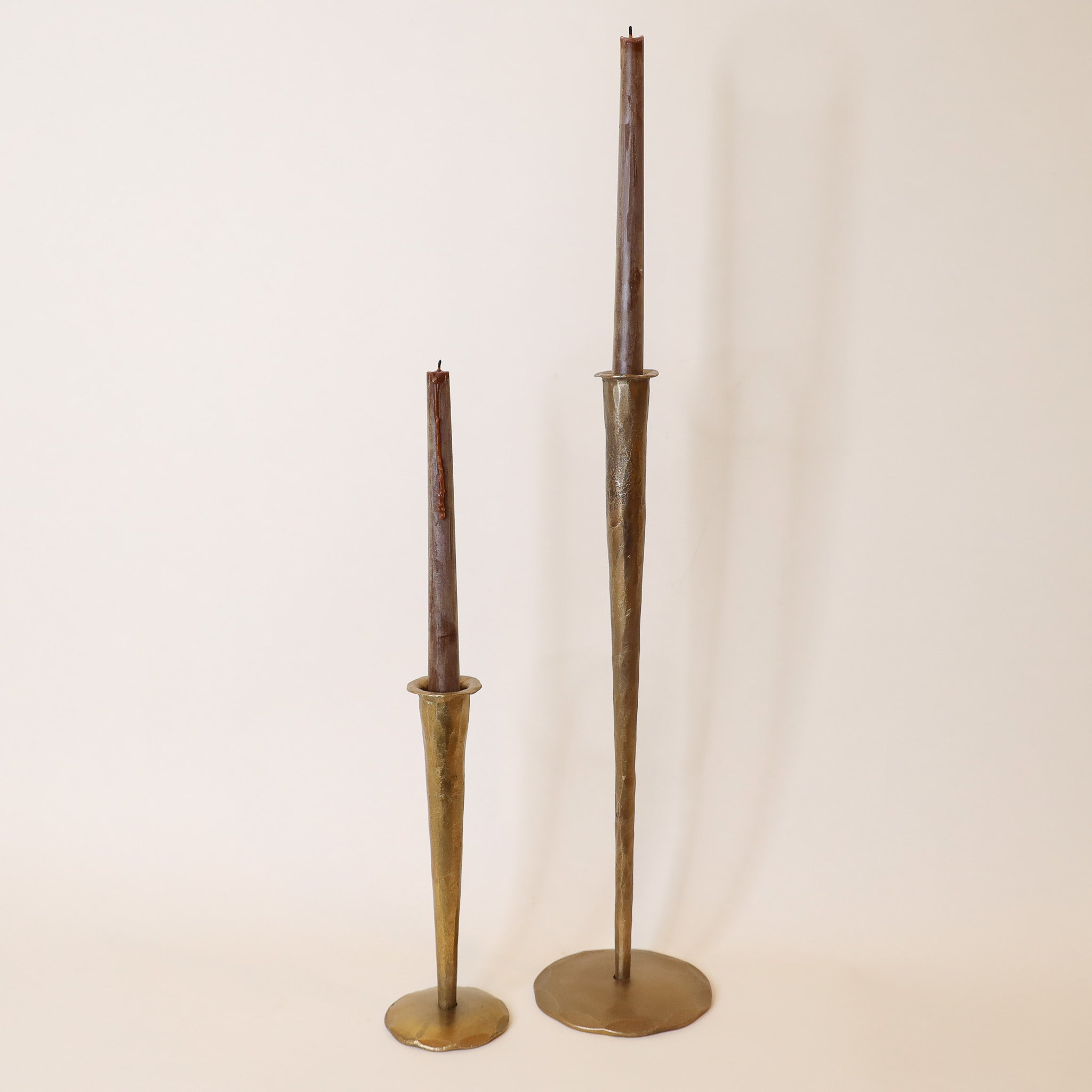 Antique Brass Forged Candle Holders