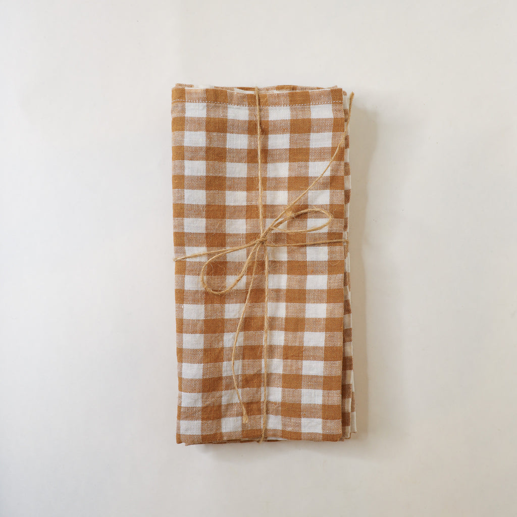 Biscuit Gingham Linen Napkin | Set of 2