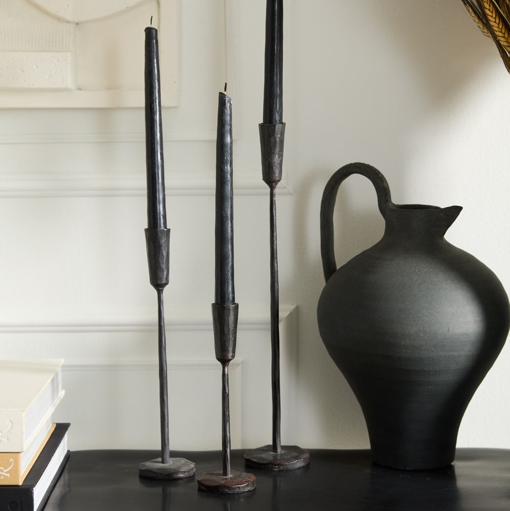 BLACK IRON CANDLE HOLDERS