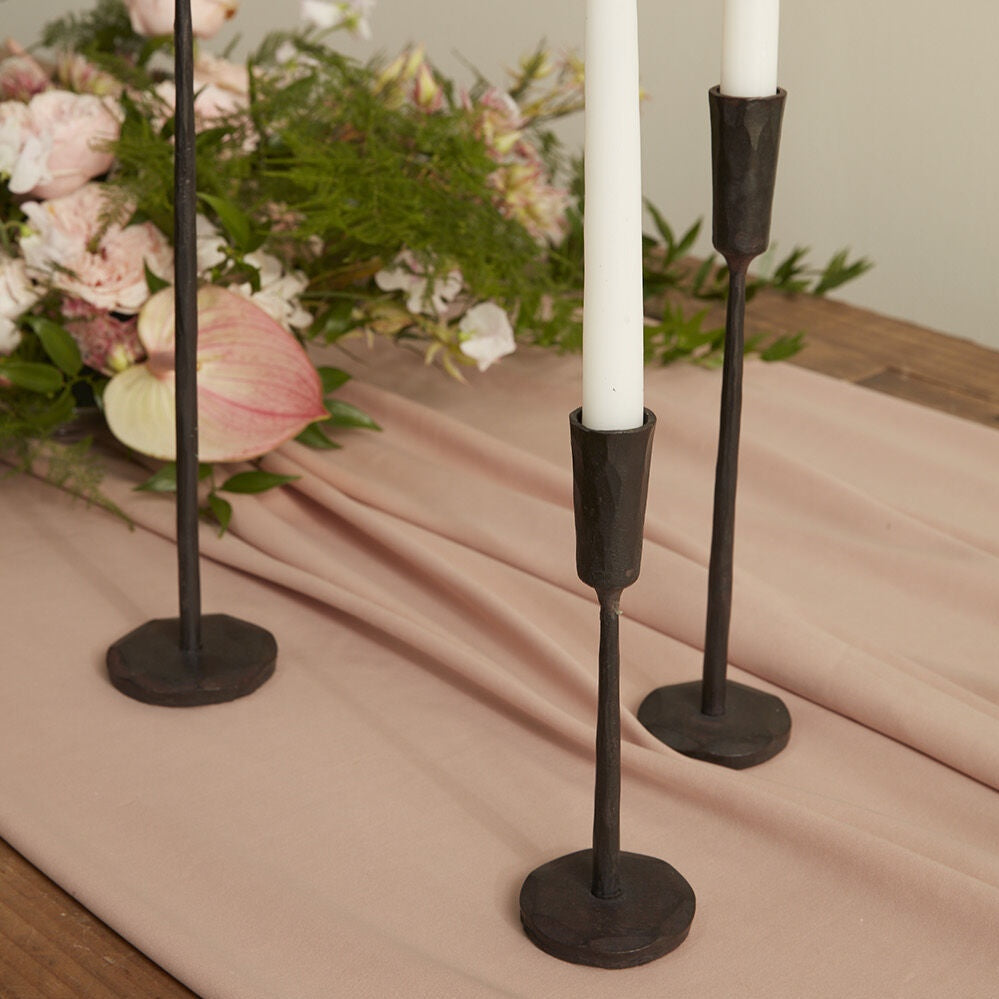 BLACK IRON CANDLE HOLDERS