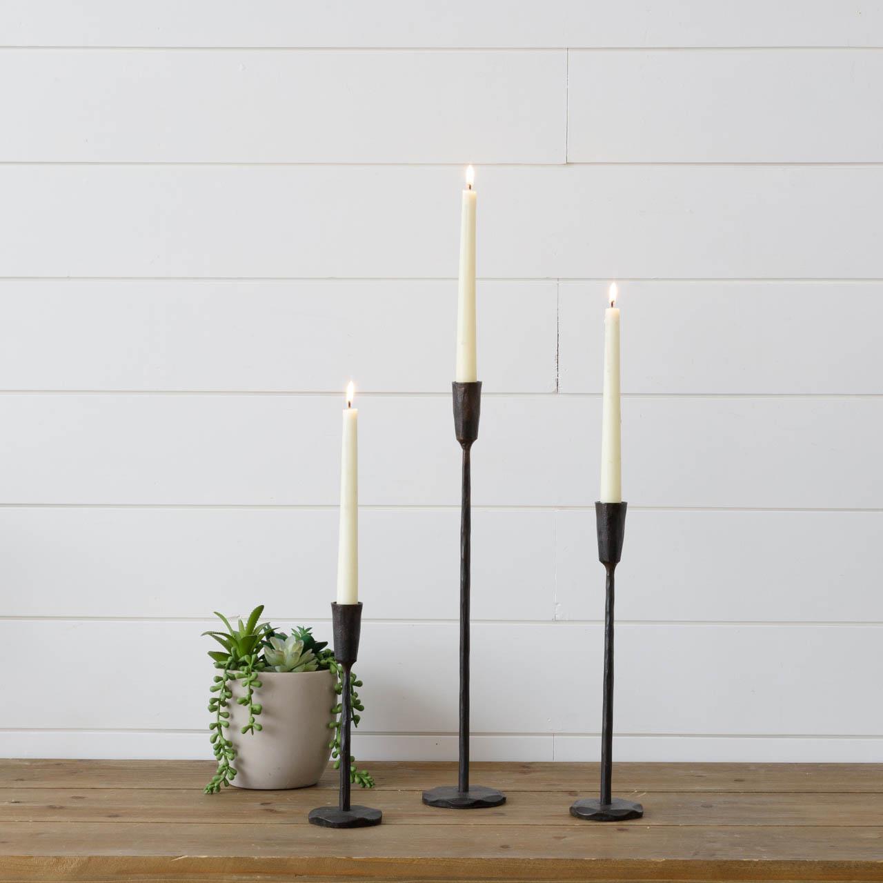 BLACK IRON CANDLE HOLDERS