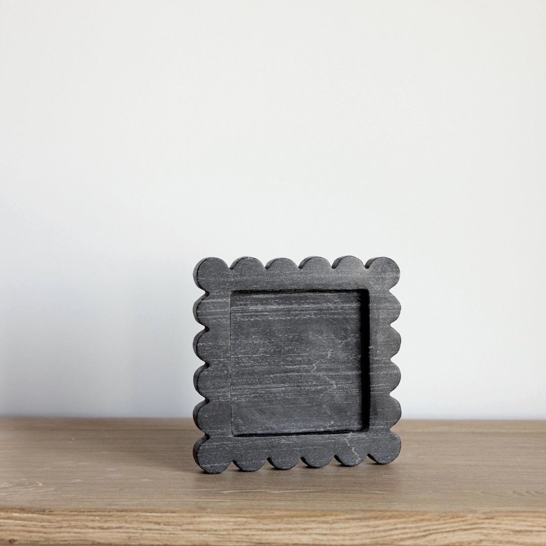 Black Marble Scallop Tray