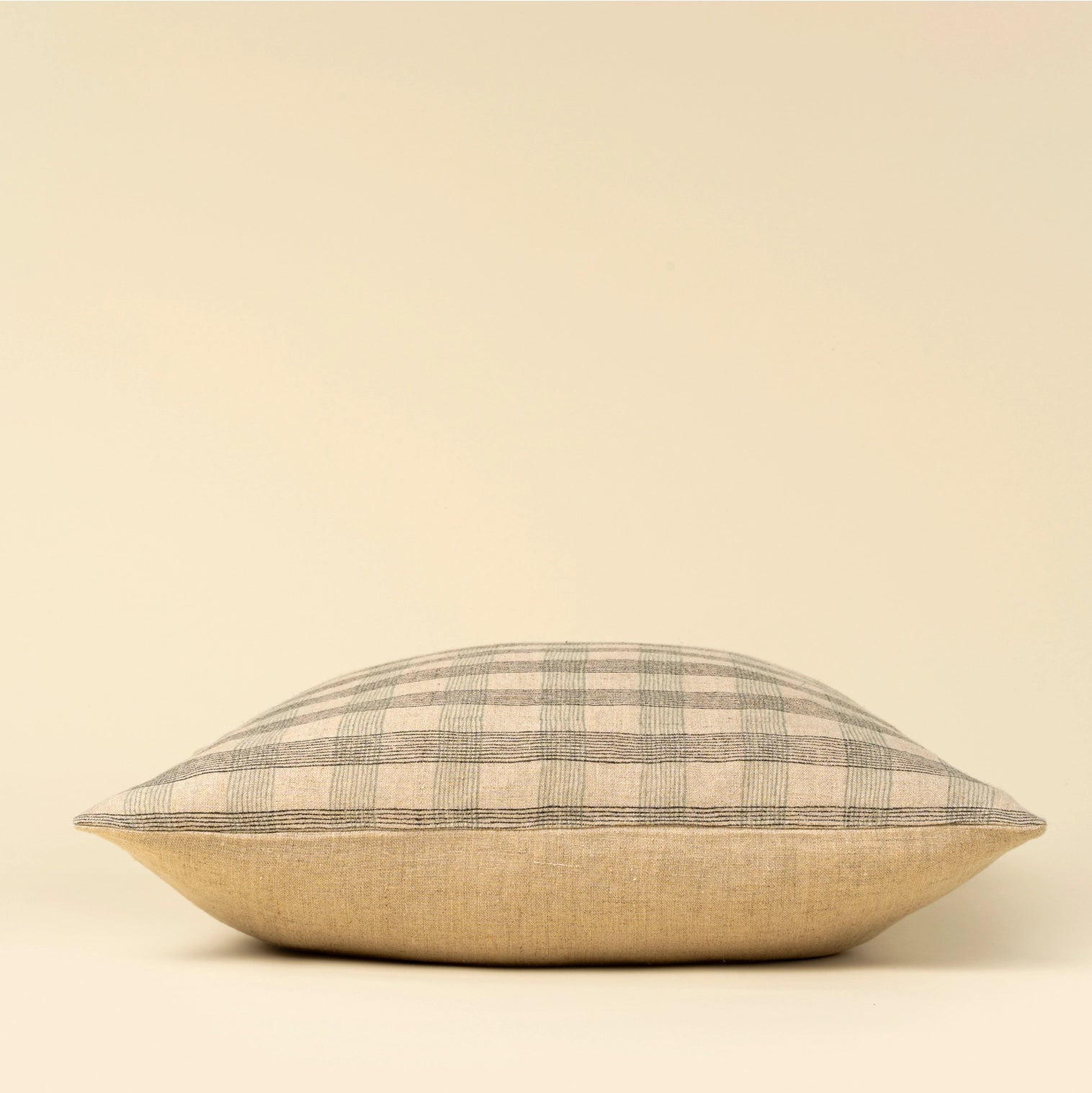 Block Print Plaid Linen Pillow