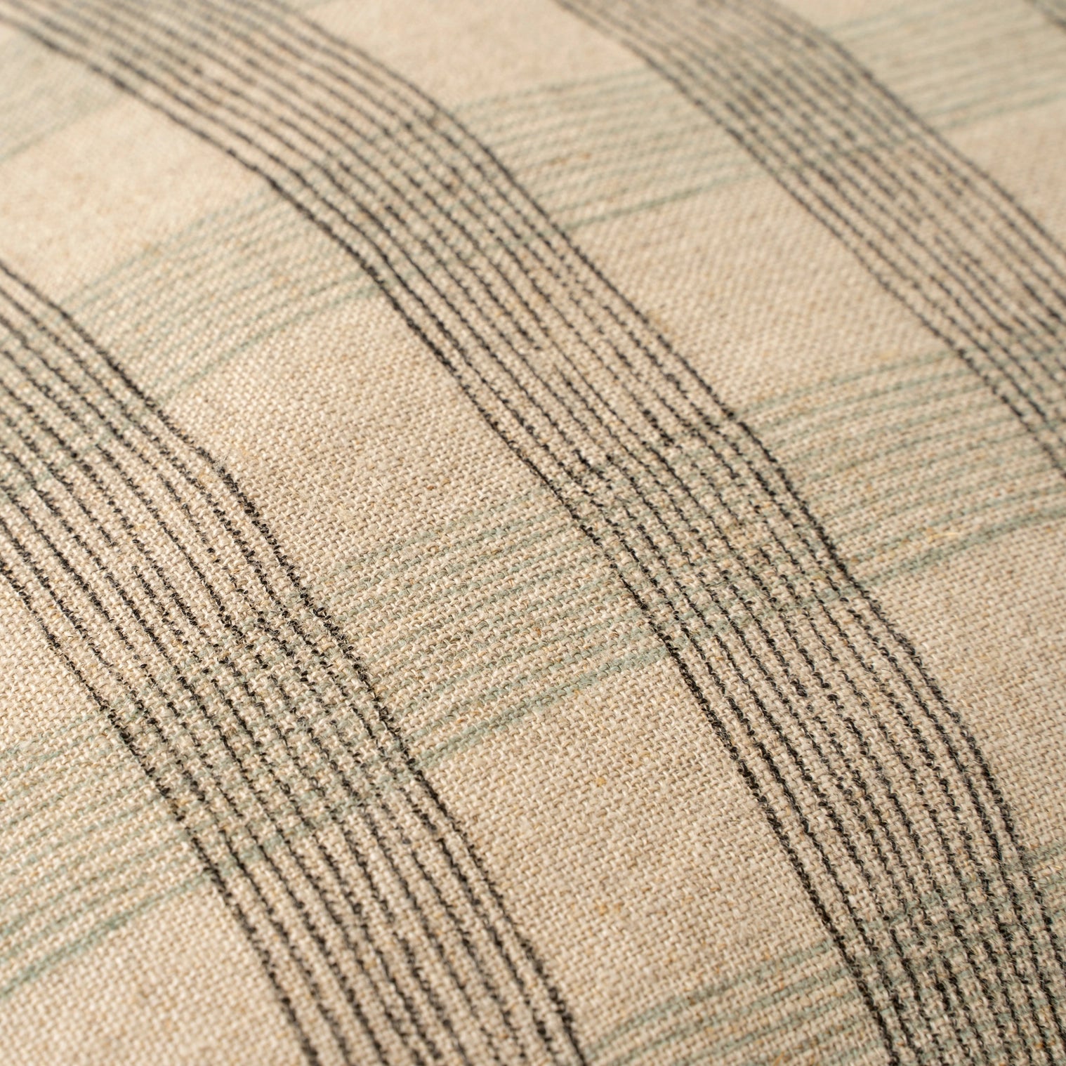 Block Print Plaid Linen Pillow