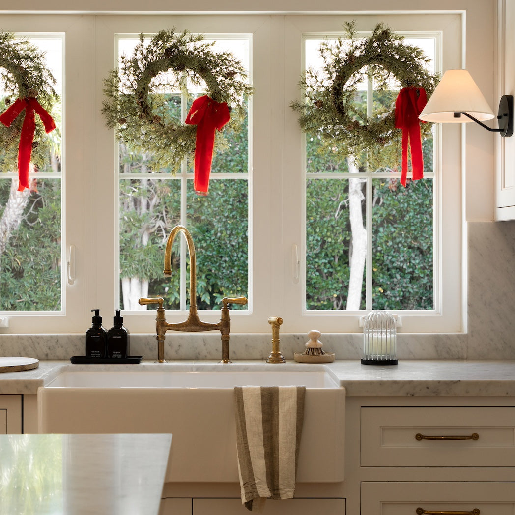 Faux Cedar Wreath with Pinecones