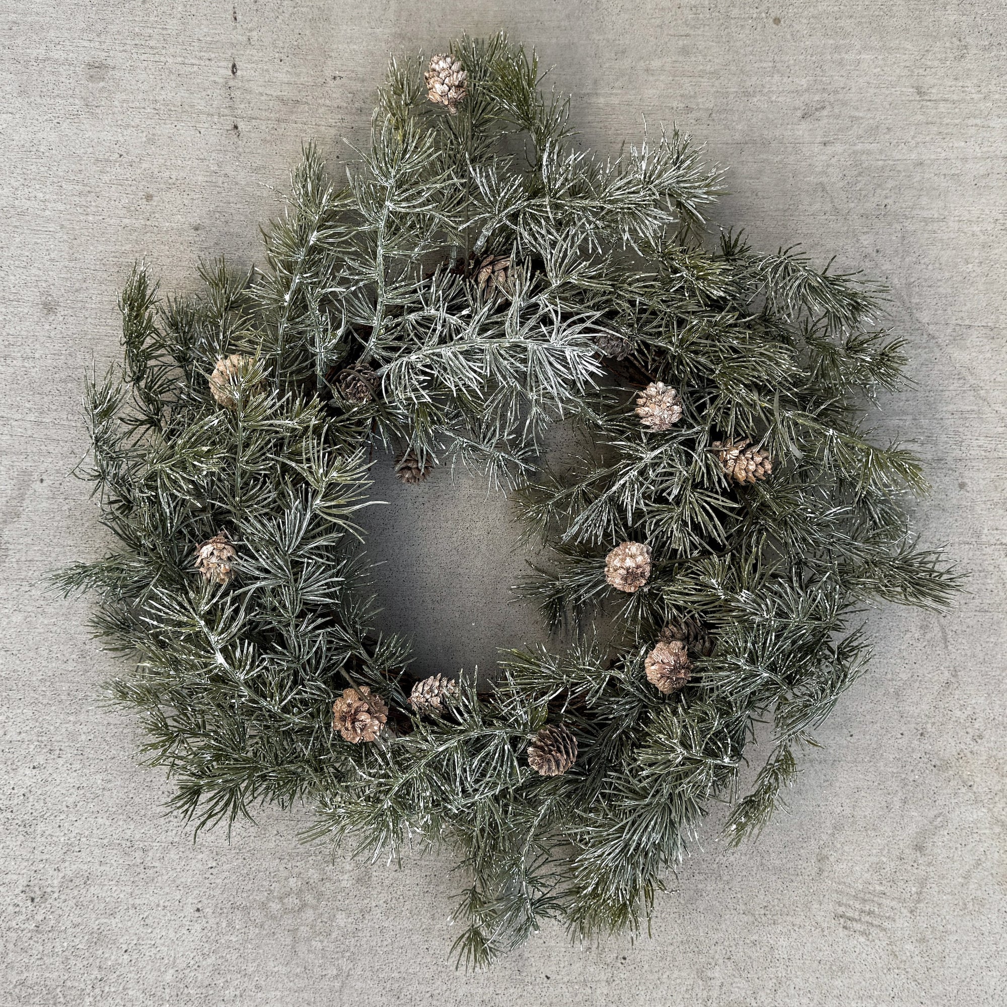 Faux Cedar Wreath with Pinecones
