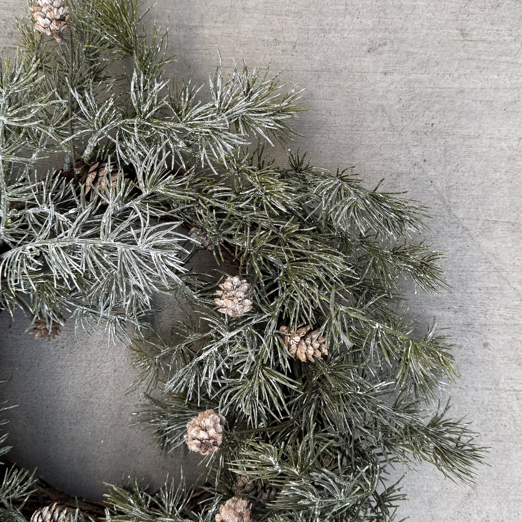 Faux Cedar Wreath with Pinecones