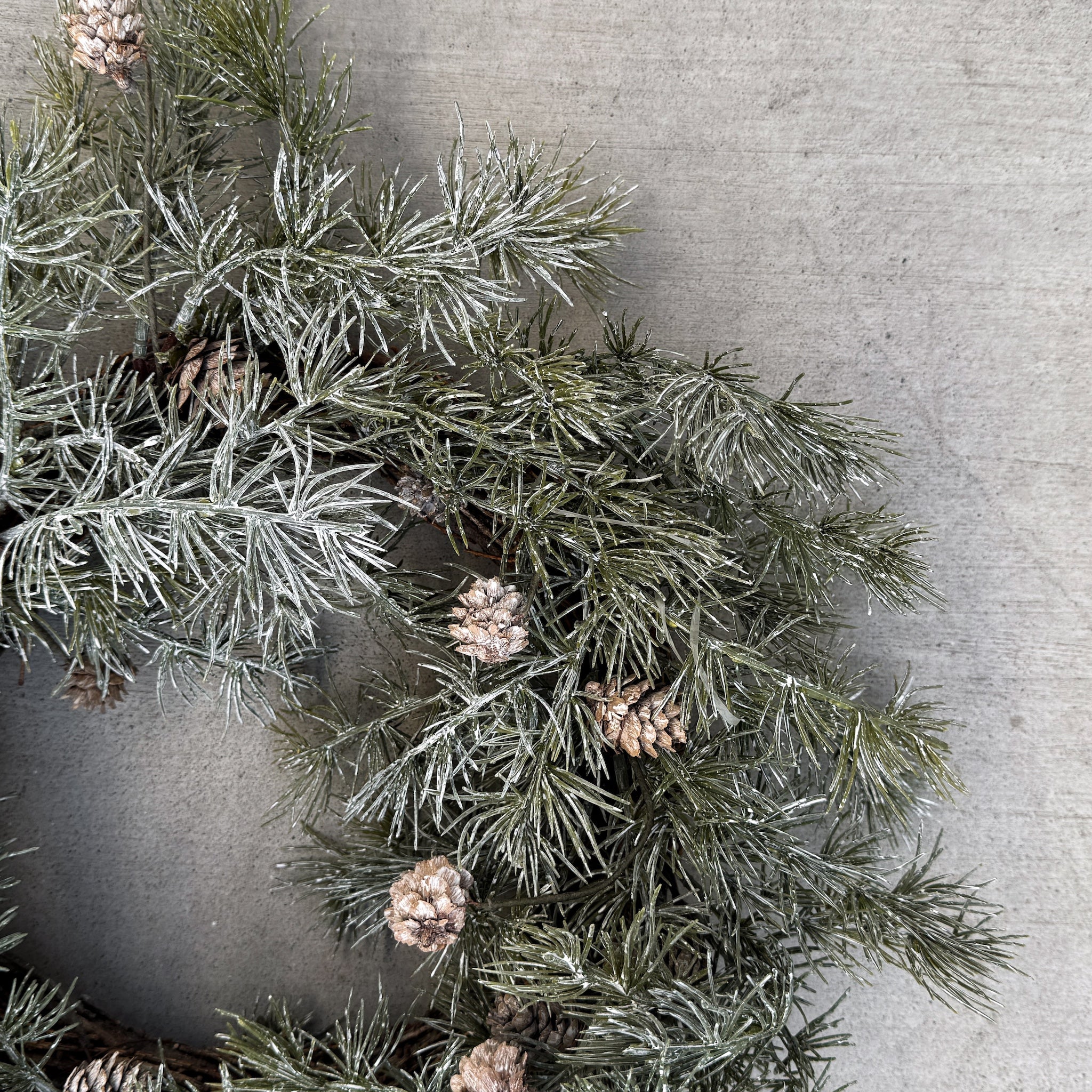Faux Cedar Wreath with Pinecones