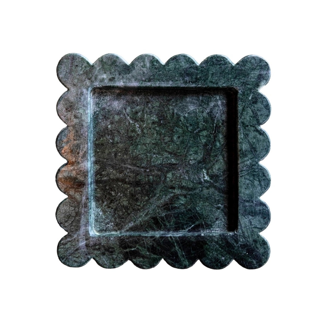GREEN MARBLE SCALLOP TRAY