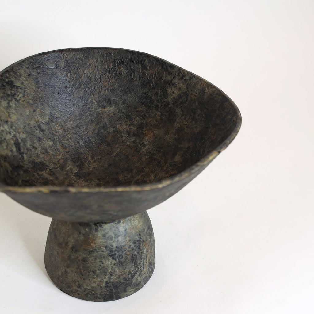 Green Patina Organic Footed Bowl