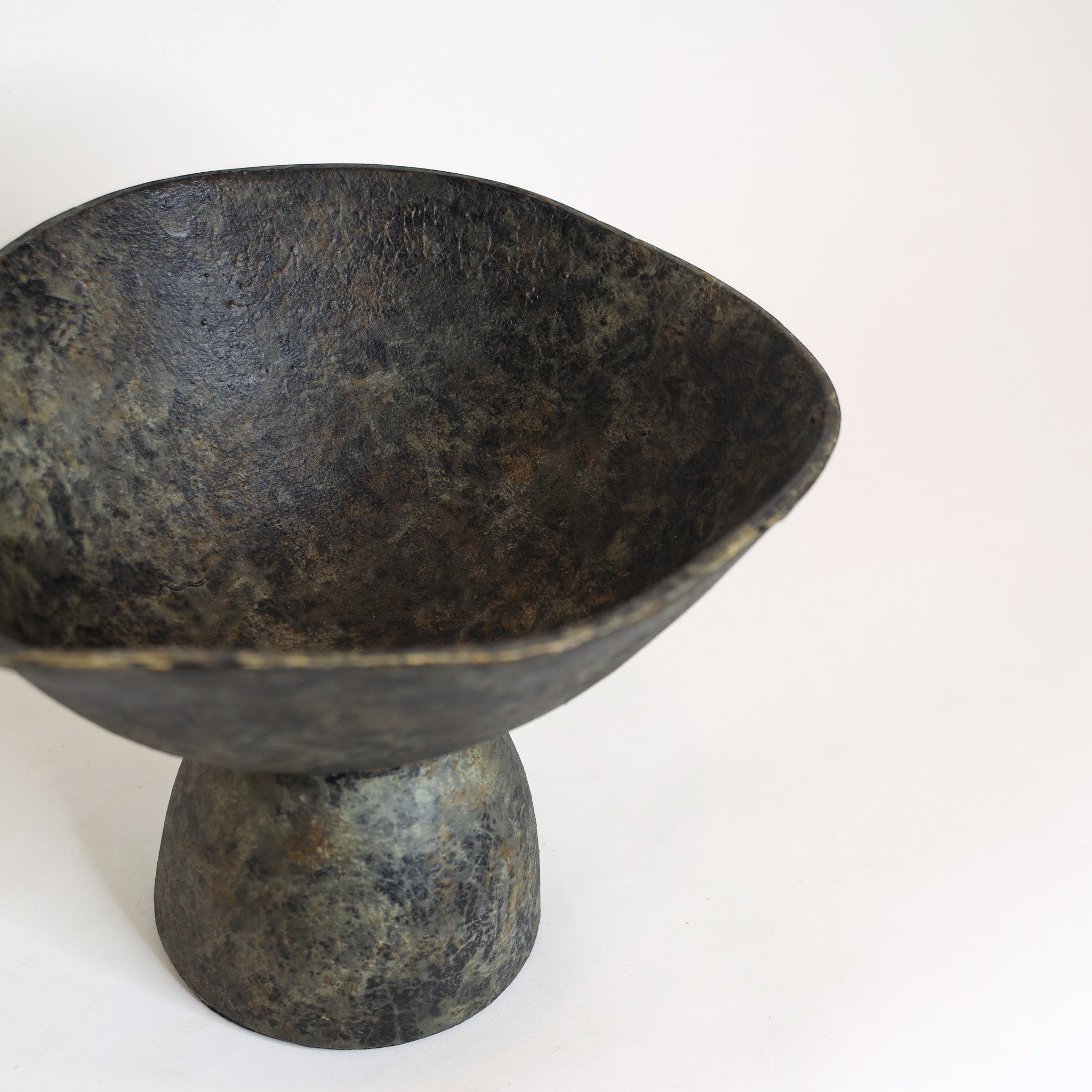 Green Patina Organic Footed Bowl