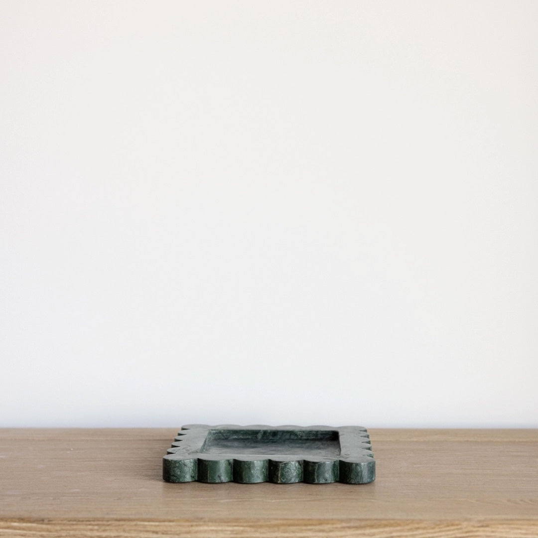 Green Marble Scallop Tray