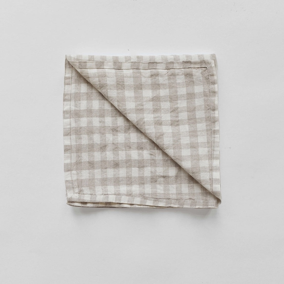Grey Gingham Linen Napkin | Set of 2
