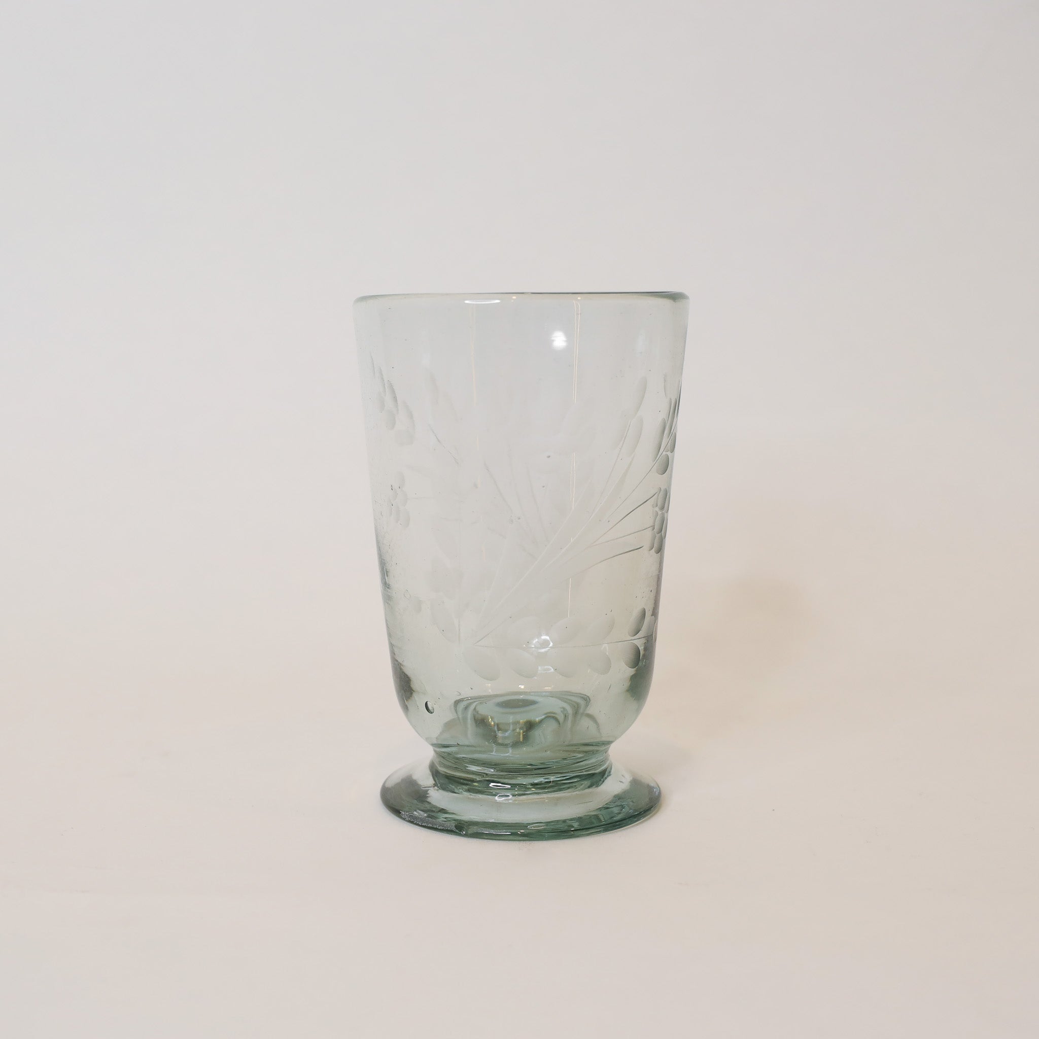 Hand-Etched Footed Drinking Glass
