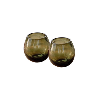 HANDBLOWN RONDE GLASSES | OLIVE