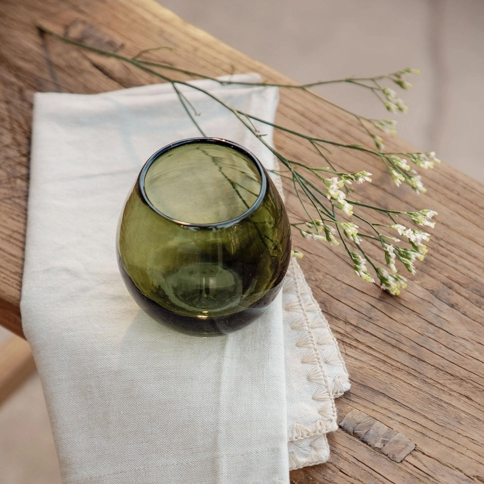 HANDBLOWN RONDE GLASSES | OLIVE