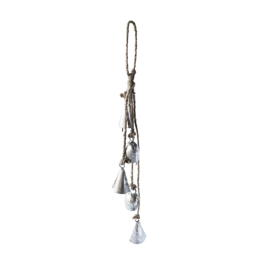 HANGING ANTIQUE SILVER MIXED BELLS