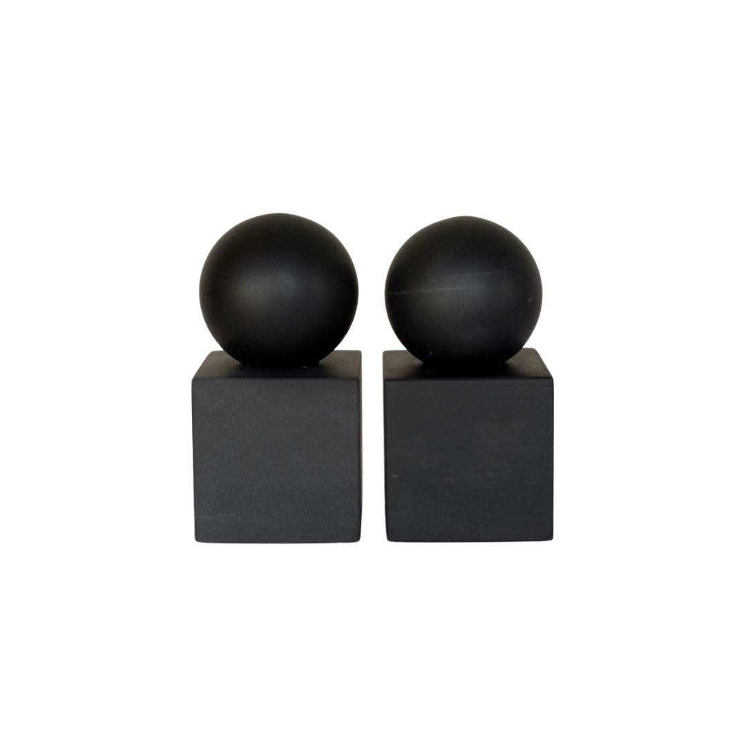HONED BLACK MARBLE BOOKENDS