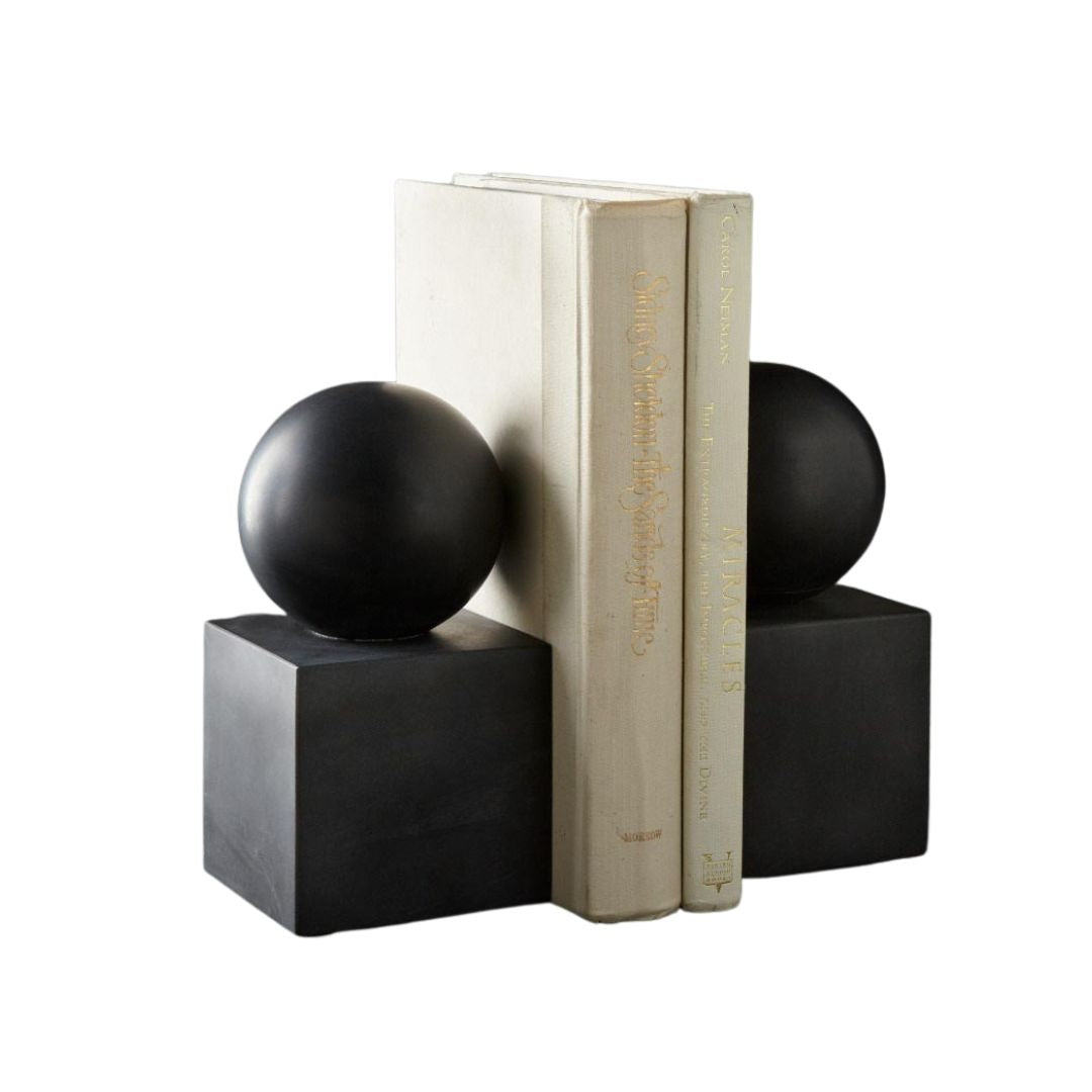 HONED BLACK MARBLE BOOKENDS