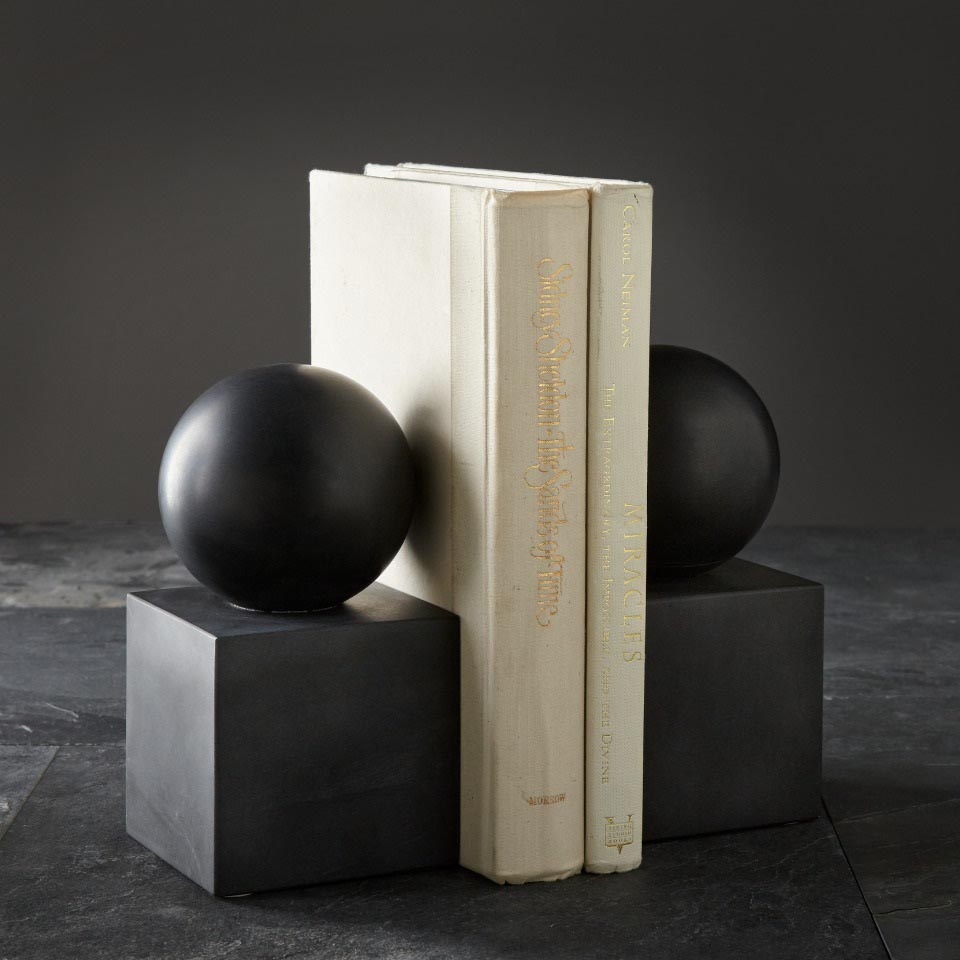HONED BLACK MARBLE BOOKENDS