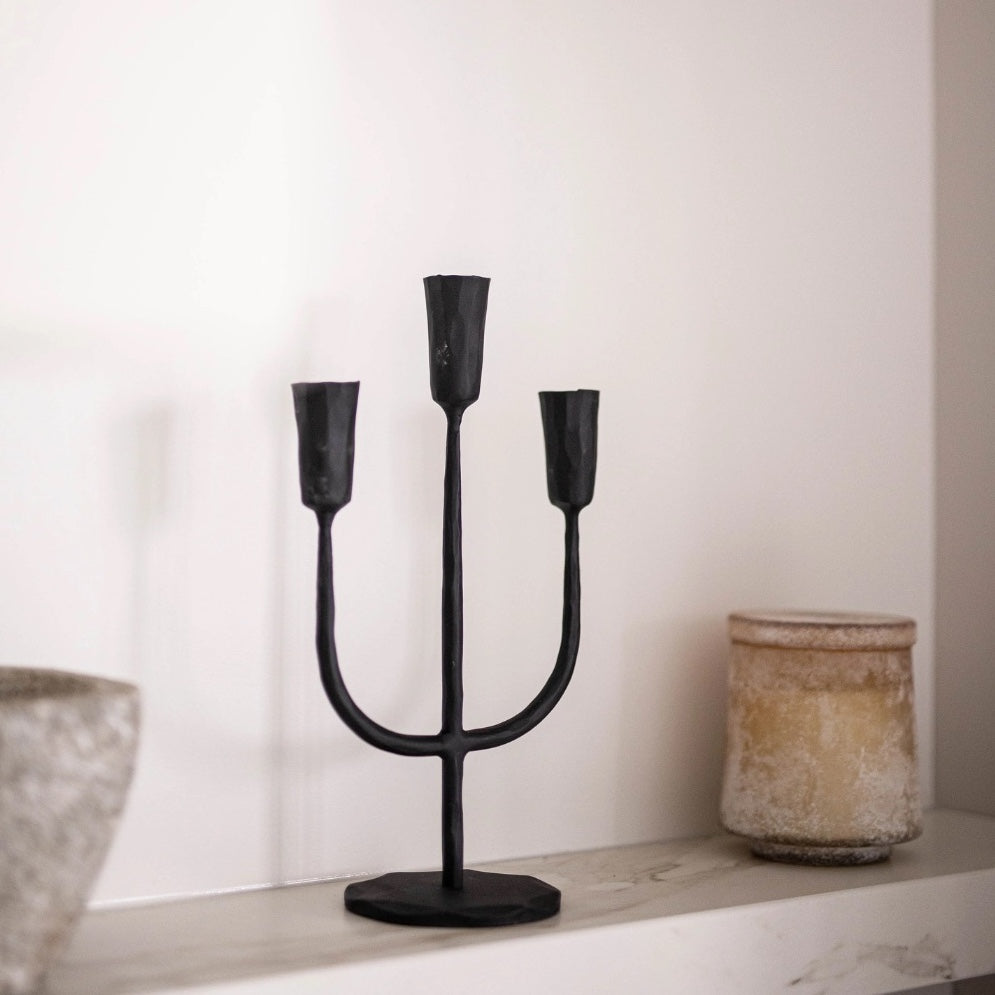 Iron 3 Arm Candlabra