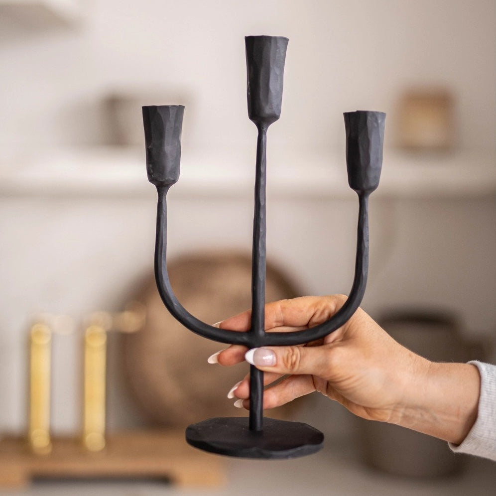 Iron 3 Arm Candlabra