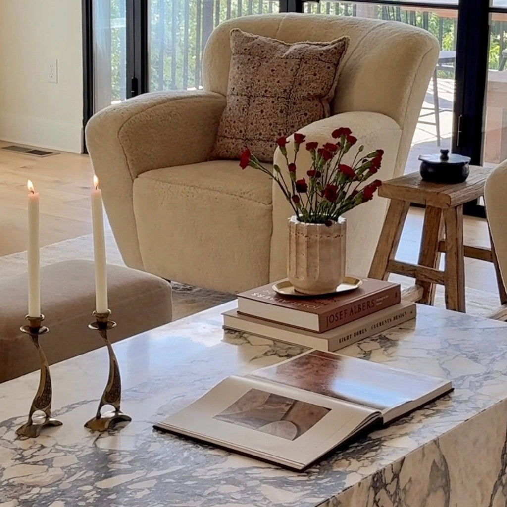 Lidded Black Marble Petal Box