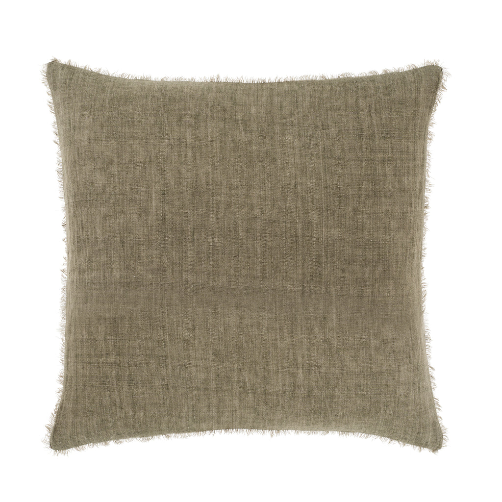 Lina Linen Throw Pillow | Olive