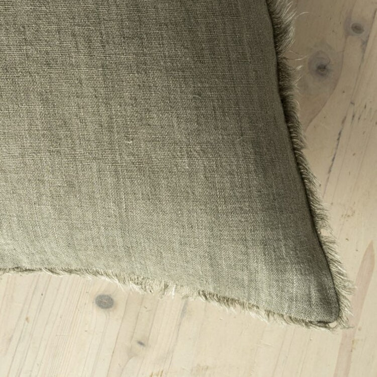 Lina Linen Throw Pillow | Olive