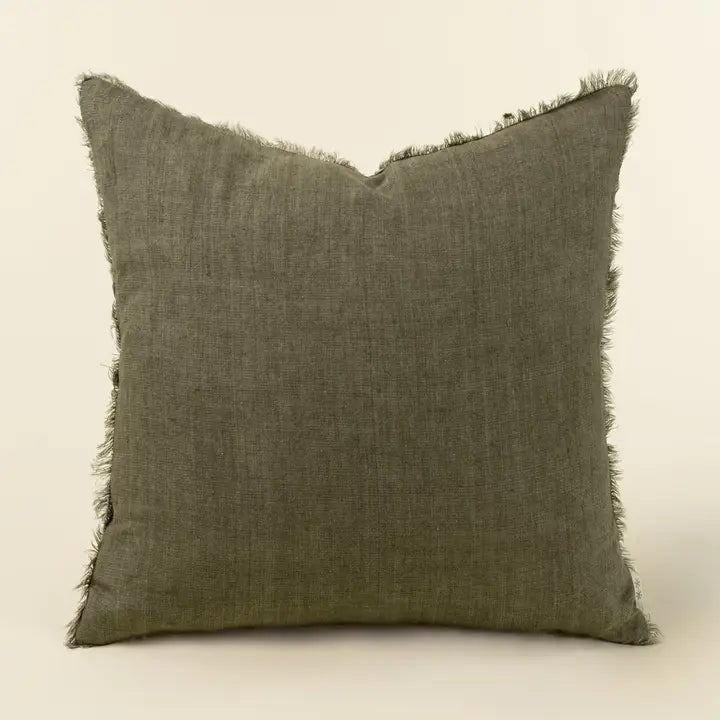 Lina Linen Throw Pillow | Moss