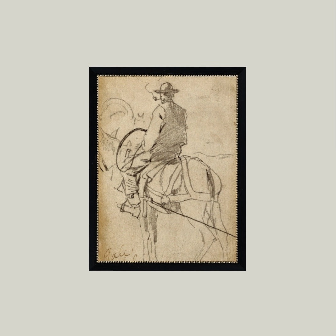 Man Riding a Horse Framed Artwork