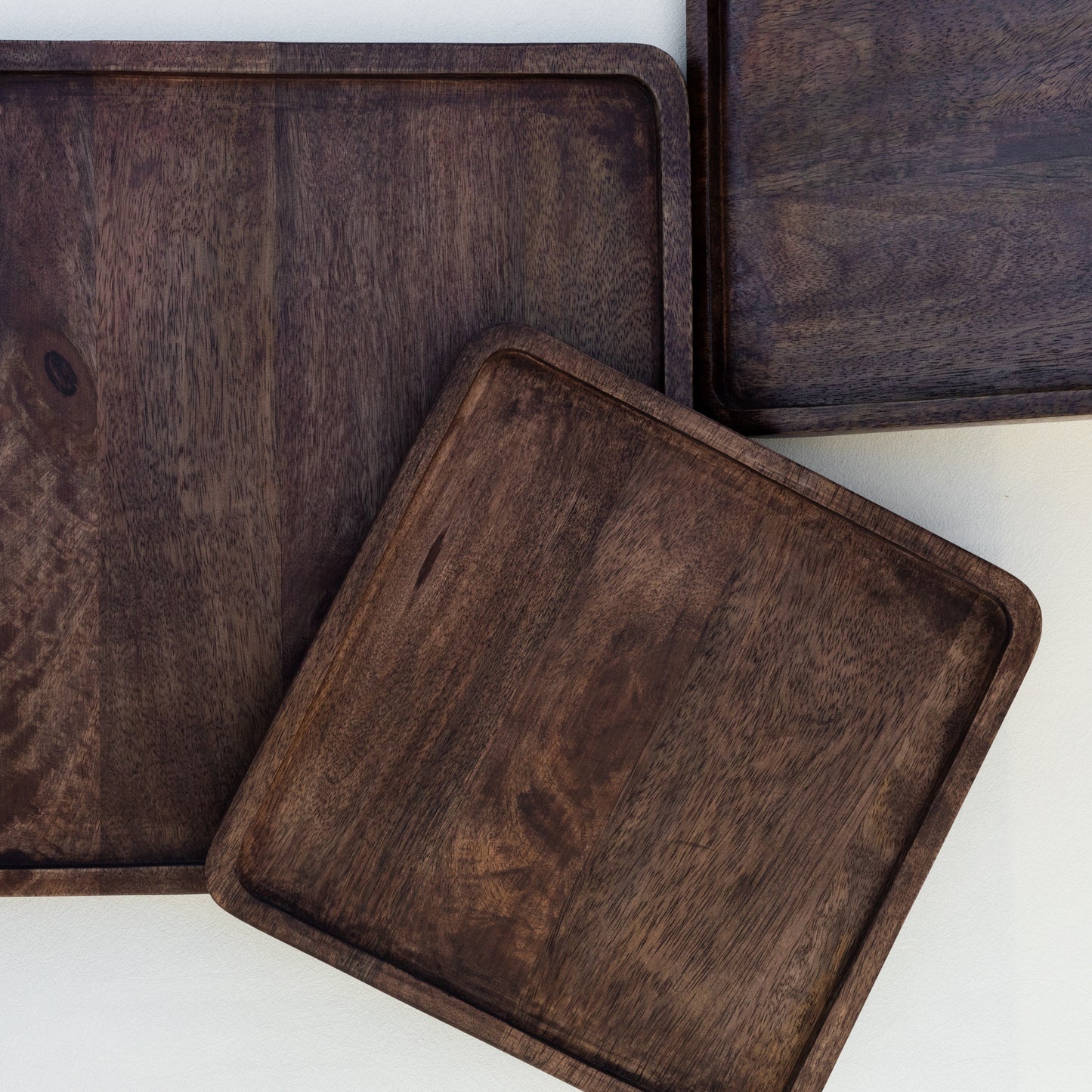 STAINED MANGO WOOD TRAYS | SQUARE