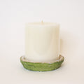 Mossy Terracotta Holder with Pillar Candle