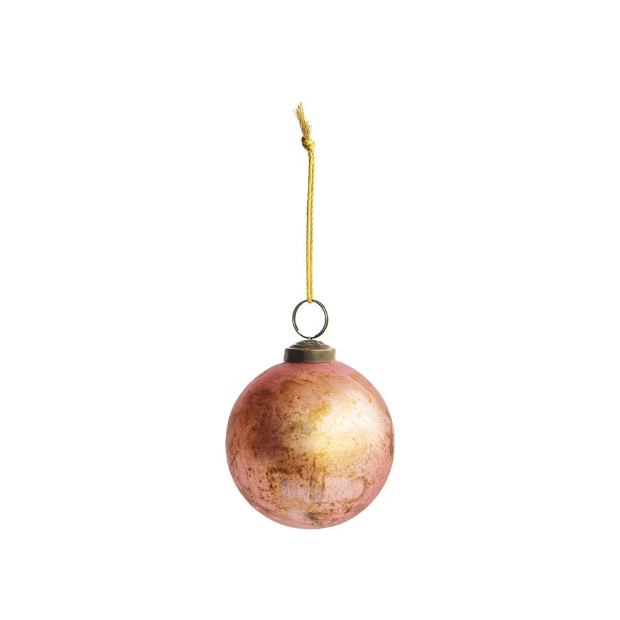 Pink Distressed Glass Ornaments