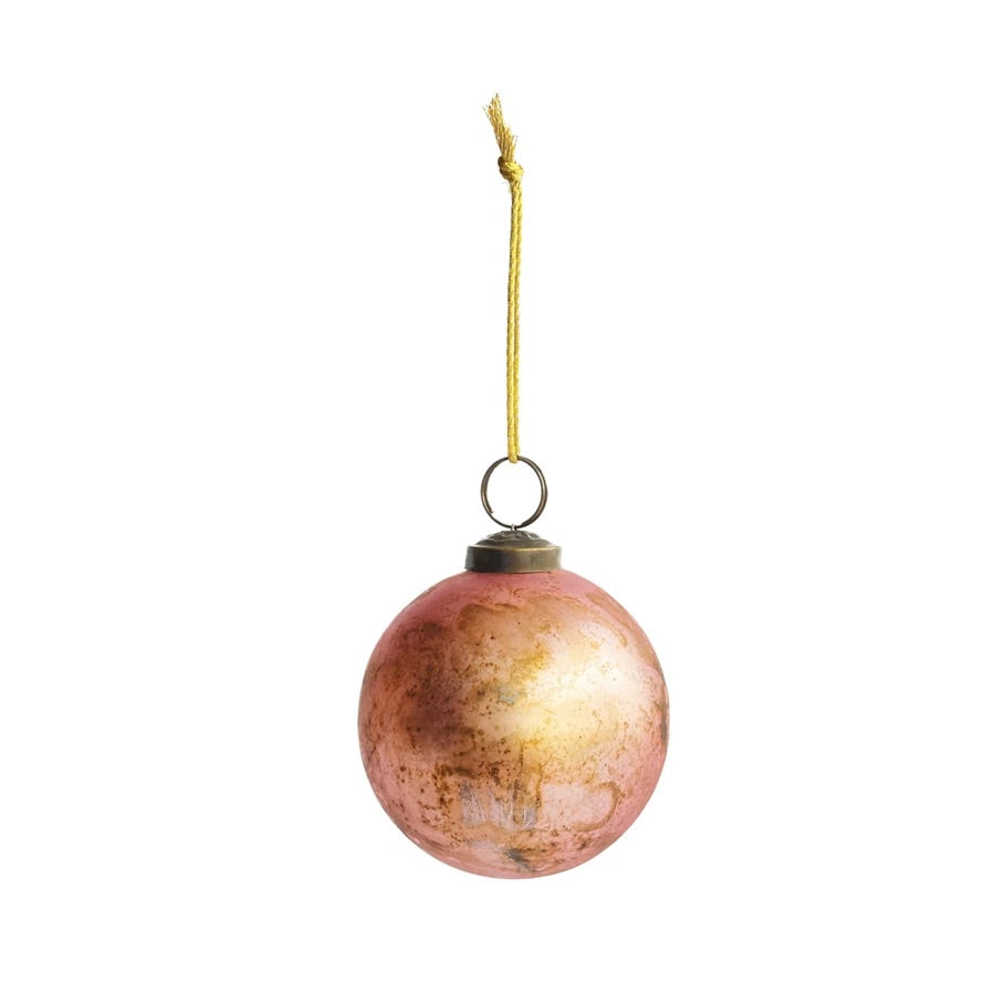 Pink Distressed Glass Ornaments