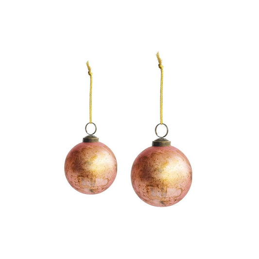 PINK DISTRESSED GLASS ORNAMENTS