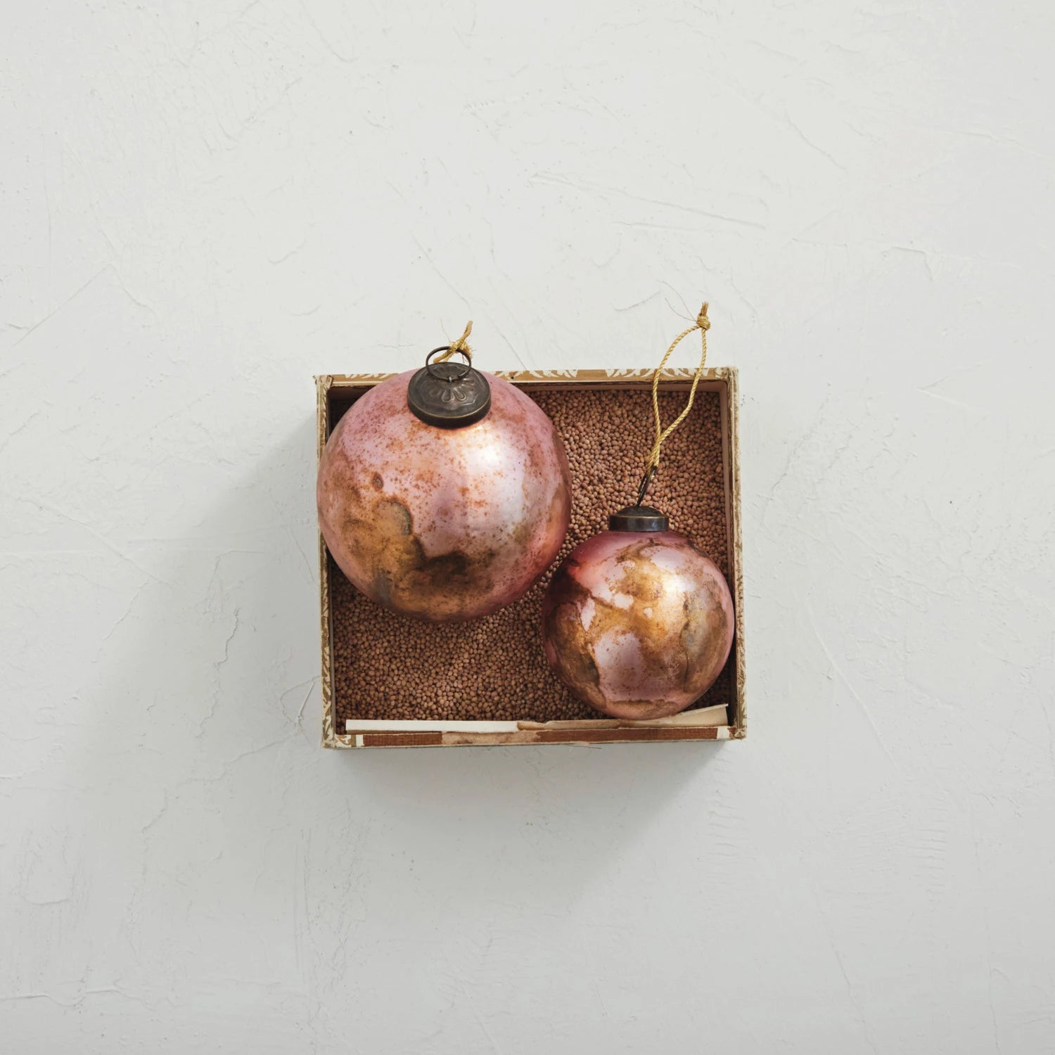 Pink Distressed Glass Ornaments