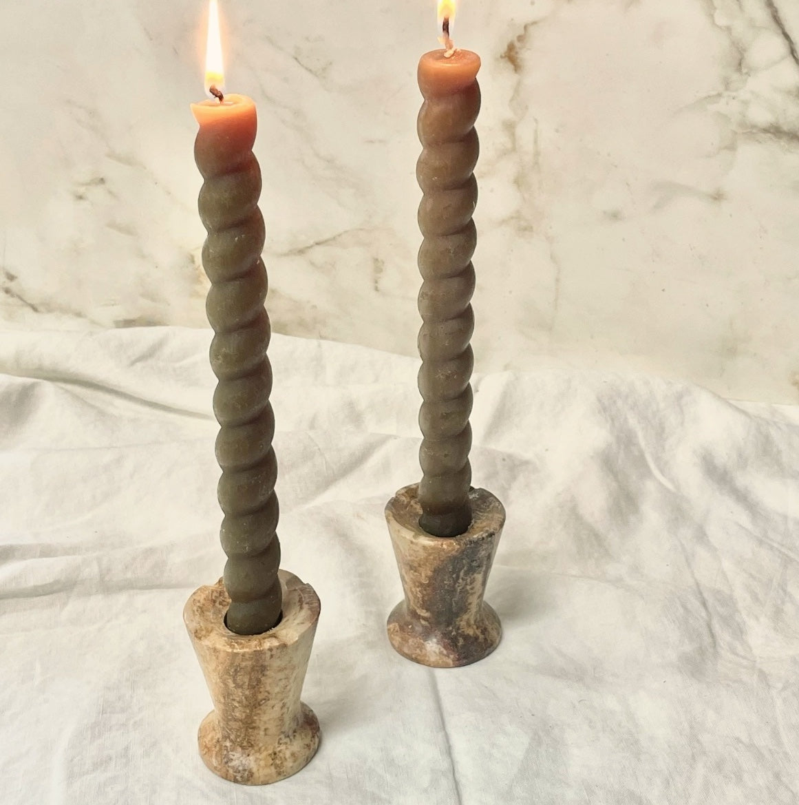 Rust Travertine Candle Holder
