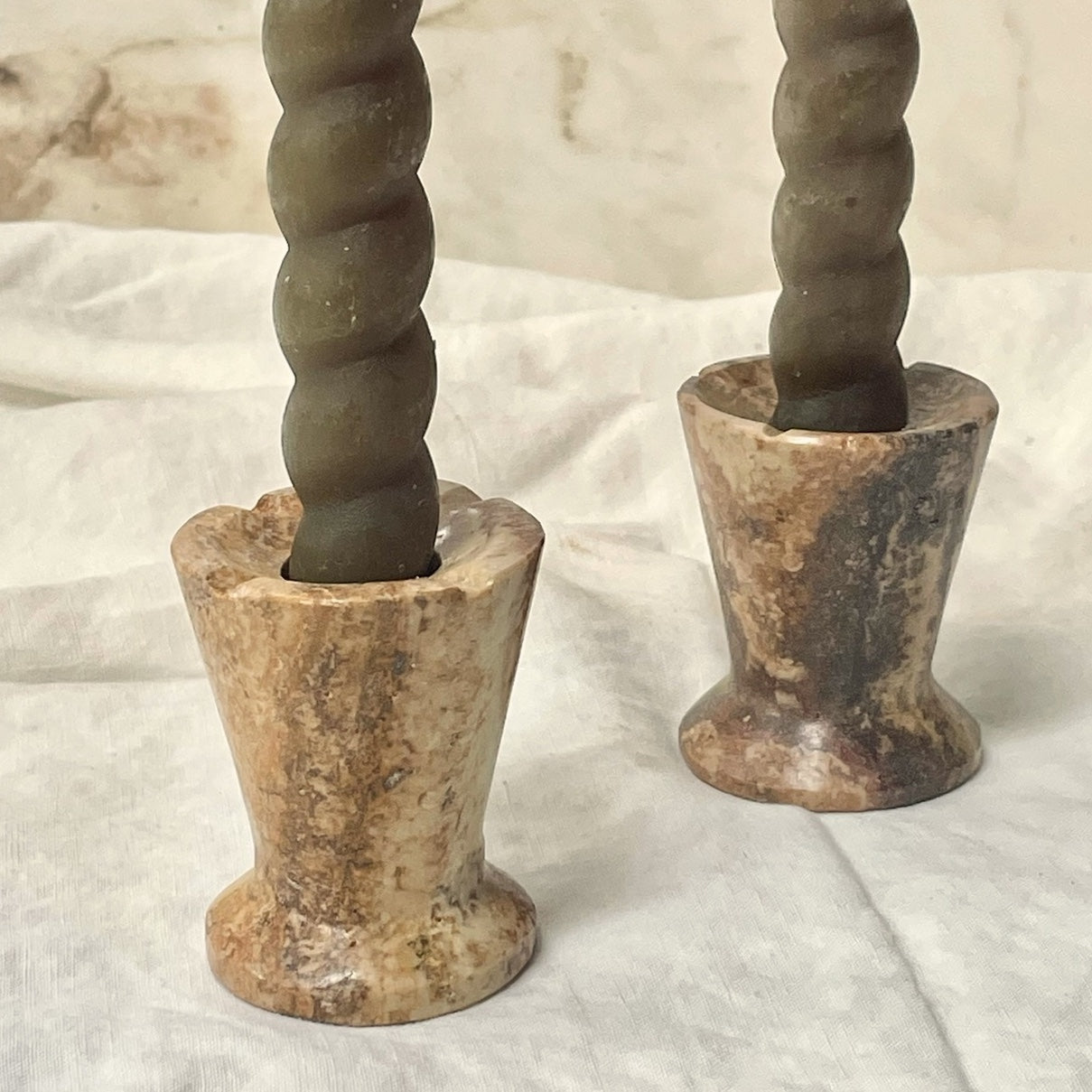 Rust Travertine Candle Holder